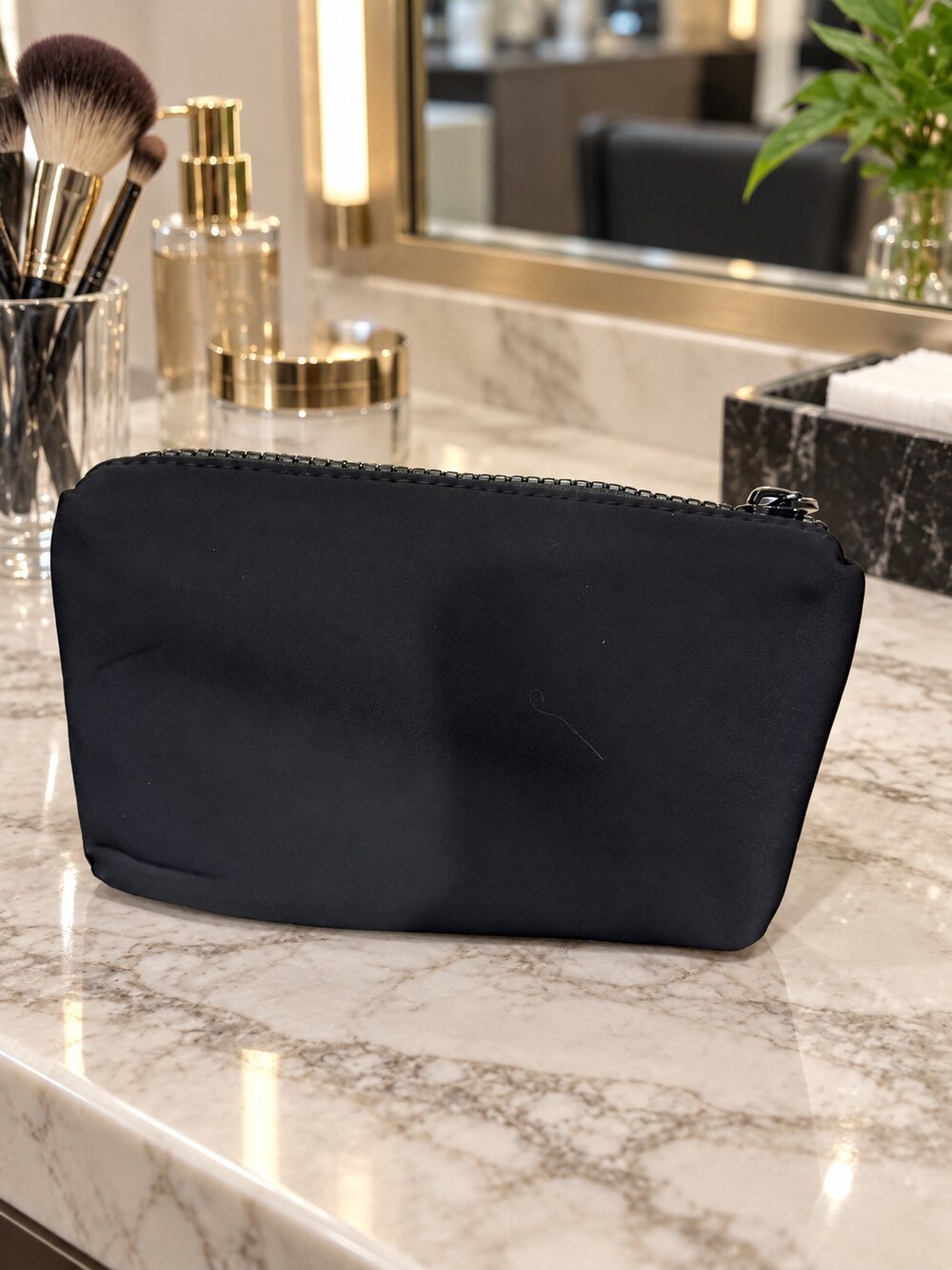 Chanel Black Zip Cosmetic Pouch | Compact Zippered Design - Picture 3 of 6